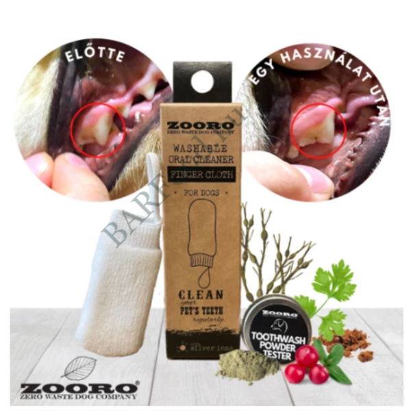 Zooro ujjra húzható fogkefe + fogpor