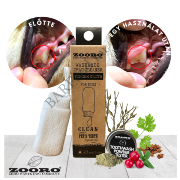 Zooro ujjra húzható fogkefe + fogpor
